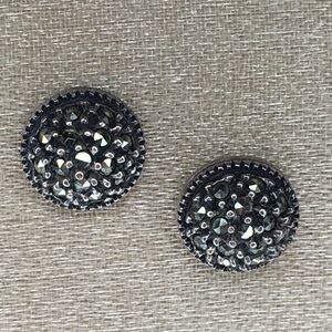 Chic Marcasite Sterling Silver Stud Earrings